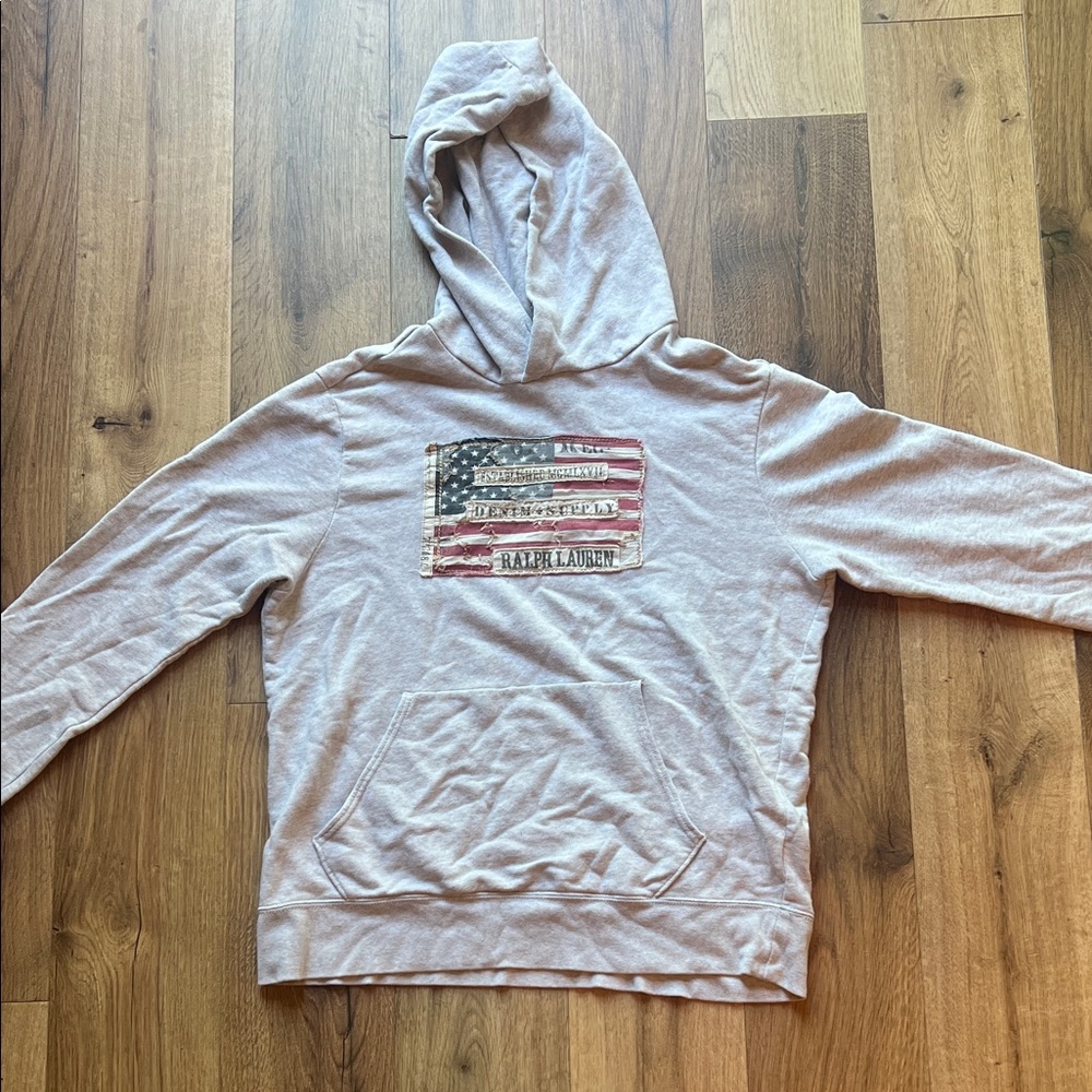 Ralph Lauren Gray Hoodie with Flag Design